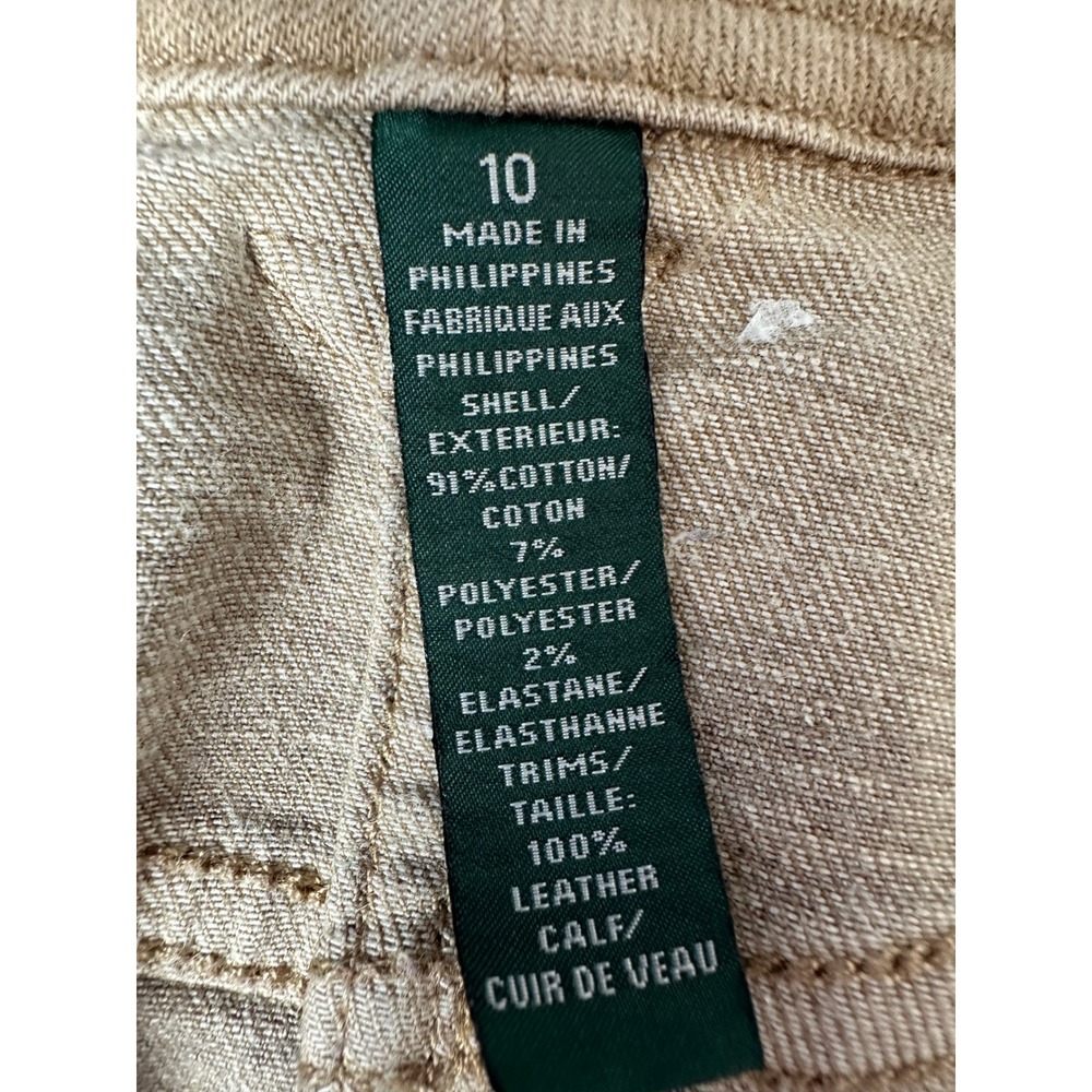 Lauren Ralph Lauren Womens Denim Skirt Size 10 Tan Leather Trim Pencil Casual - Picture 7 of 11